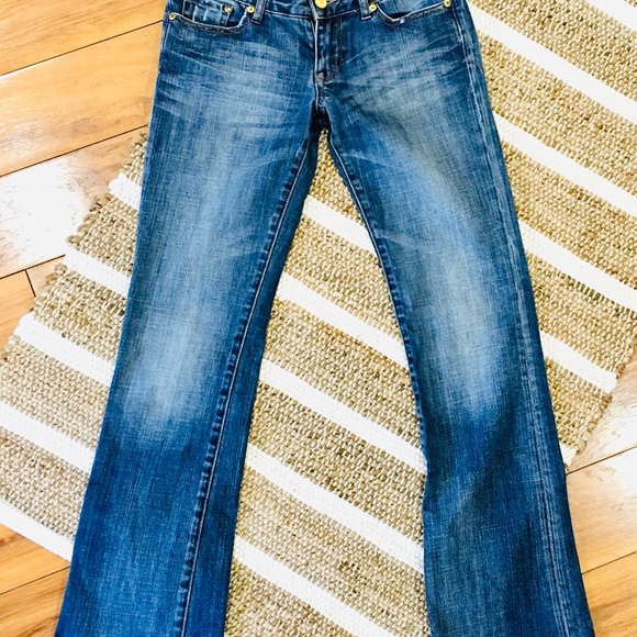 Express vintage denim jeans gold pocket boot cut -size 0 - fits like siz… - Picture 9 of 11